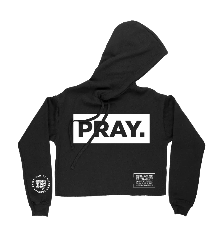 PRAY. Crop Hoodie: Black