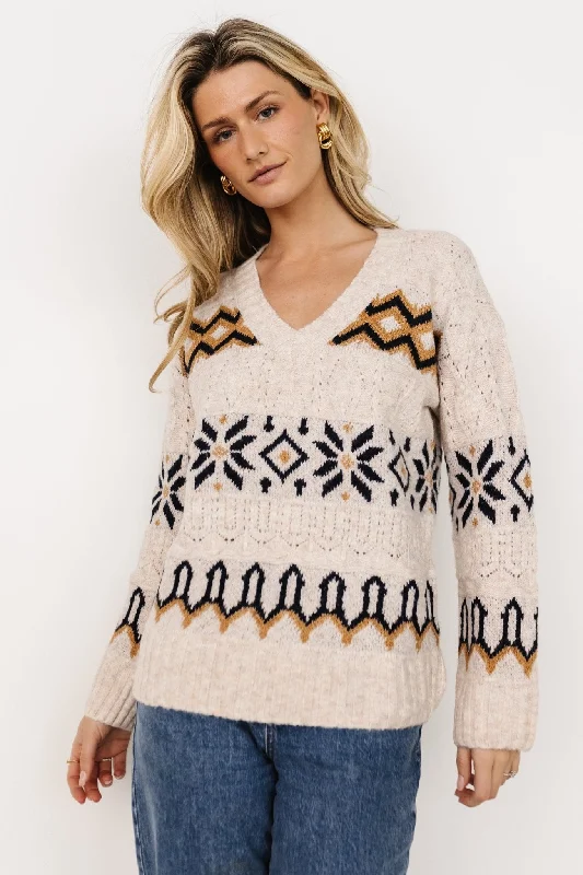 Romely Pointelle Sweater | Beige Multi