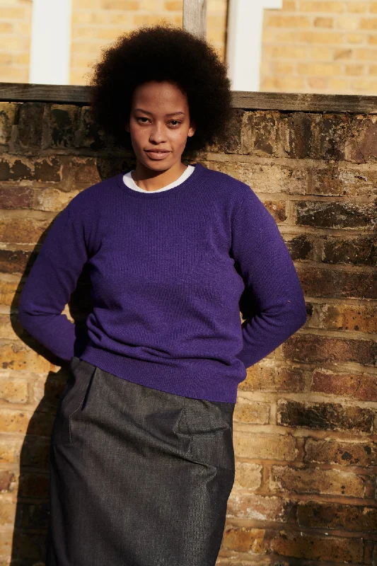 Women's Lambswool Crew Neck - Dark Purple