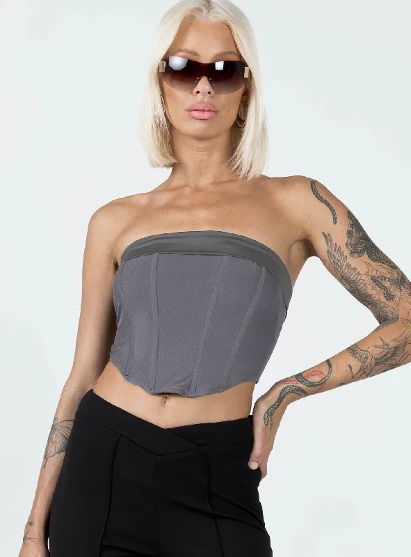 Alma Strapless Top Slate