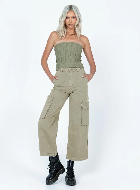 Belle Knit Strapless Top Khaki