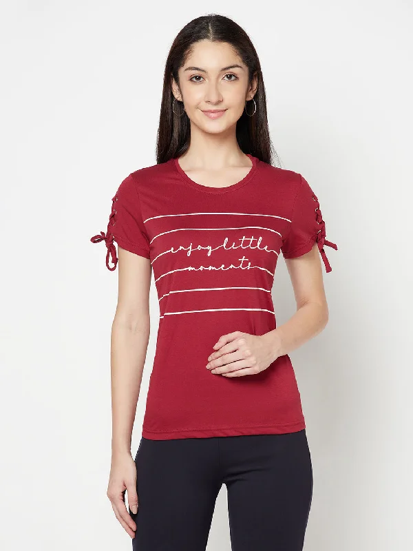 Cantabil Women's Maroon T-Shirts