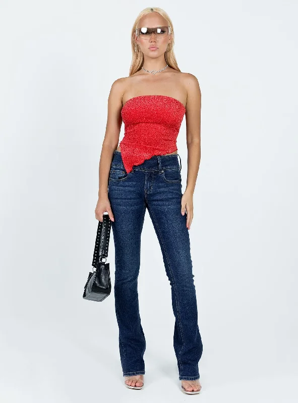 Carrow Strapless Top Red