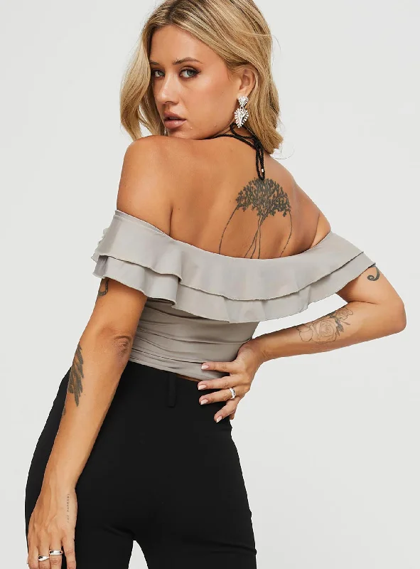 Farino Off The Shoulder Top Grey