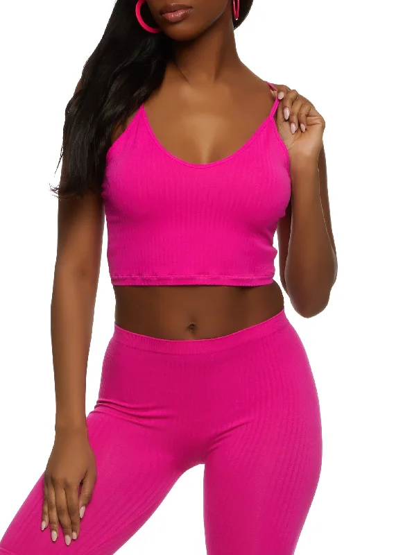 Seamless Ribbed Knit Cropped Cami