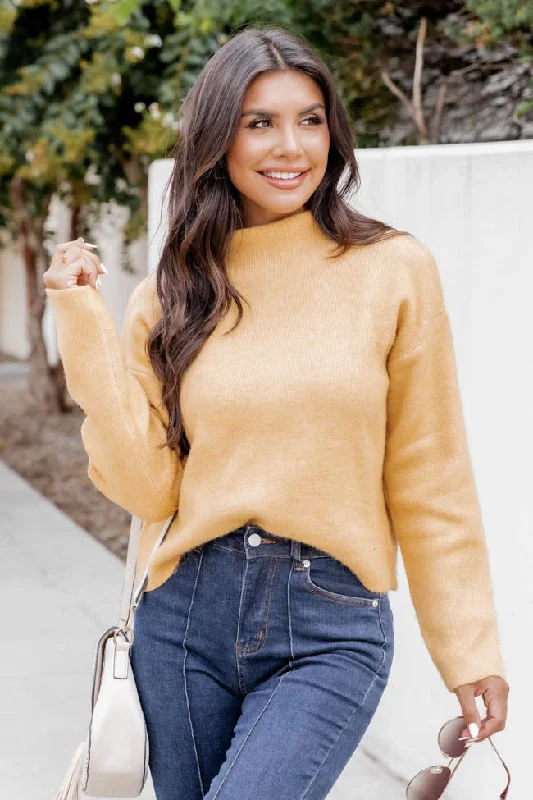 Give One Reason Mustard Mock Neck Sweater FINAL SALE