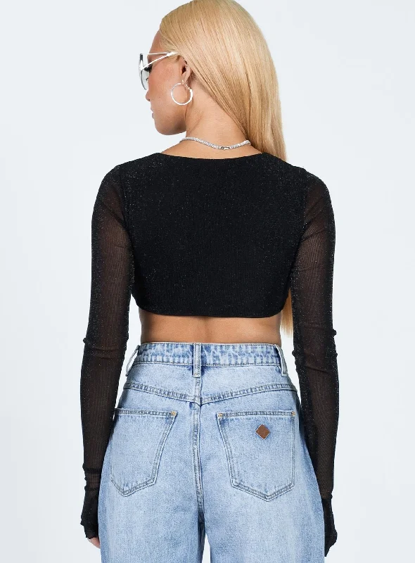 Harbord Long Sleeve Crop Top Black