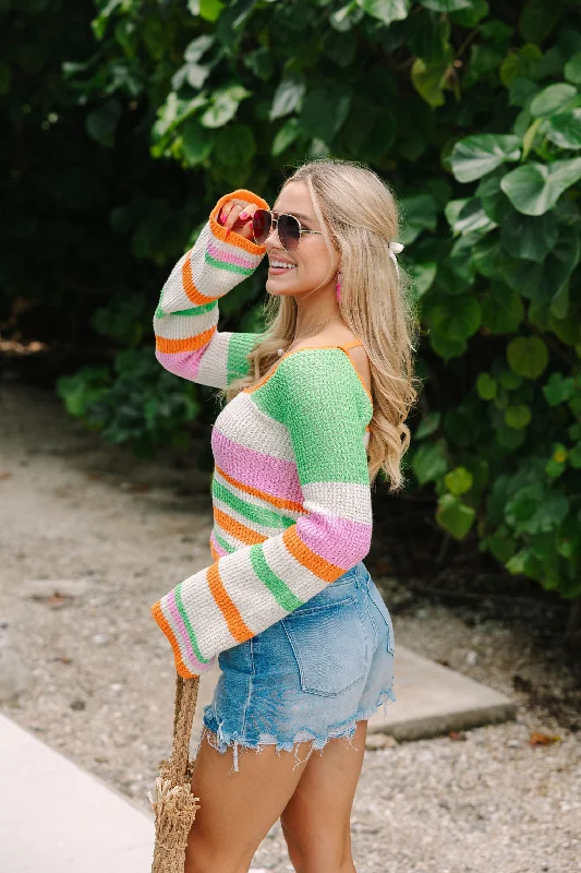 Make It Better Multi Striped Square Neck Sweater