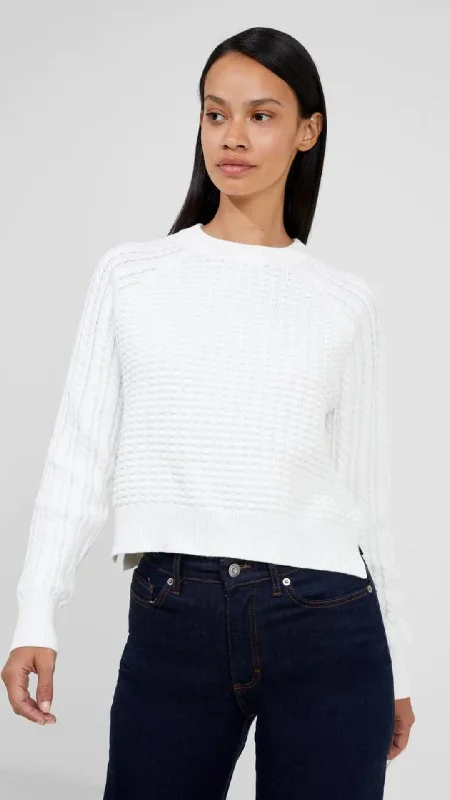 Mozart Popcorn Cable Knit Sweater - White