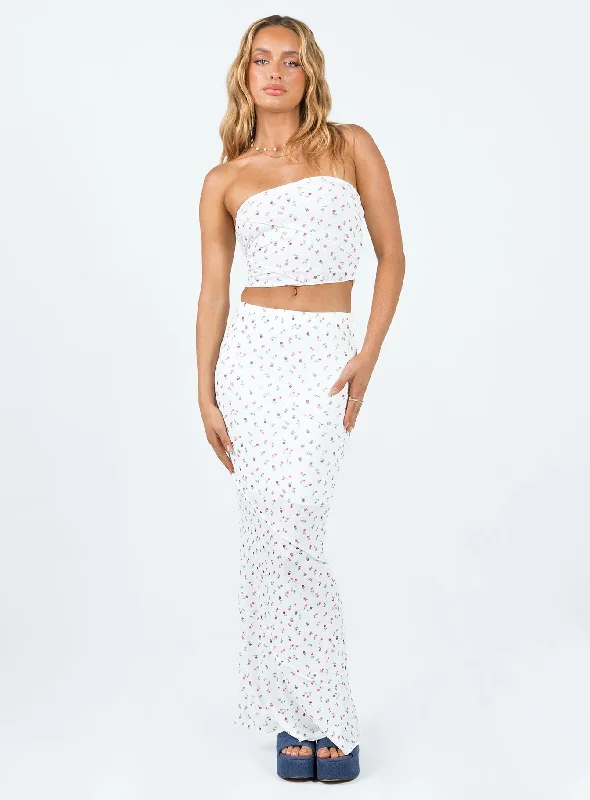 Oscar Strapless Top White Floral