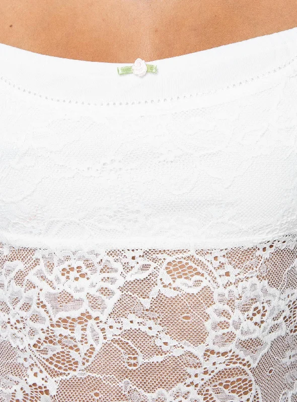 Peachy Double Lace Top White