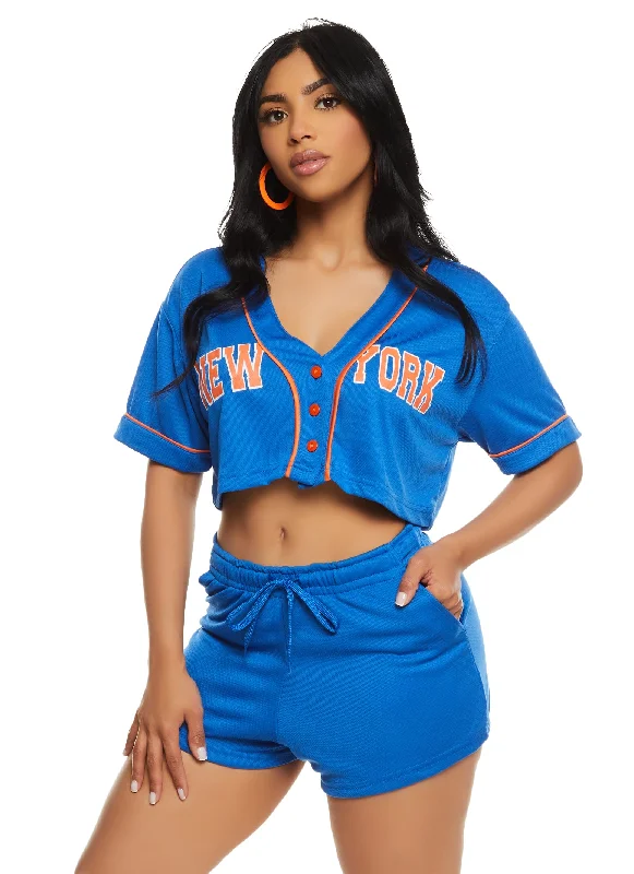 City Graphic Mesh Cropped Baseball Tee