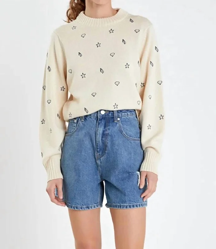 Sally Sells Seashells Sweater In Ivory/navy