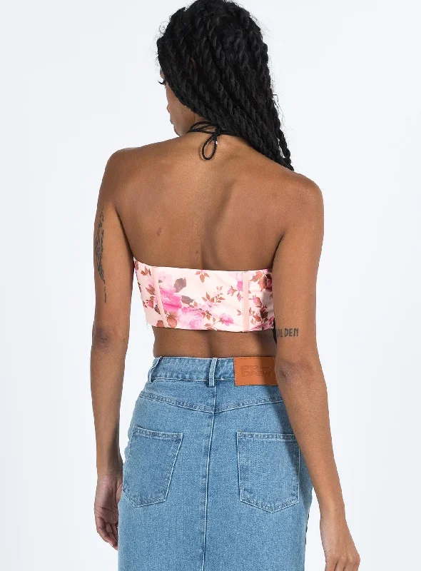 Sharna Bustier Top Pink Floral