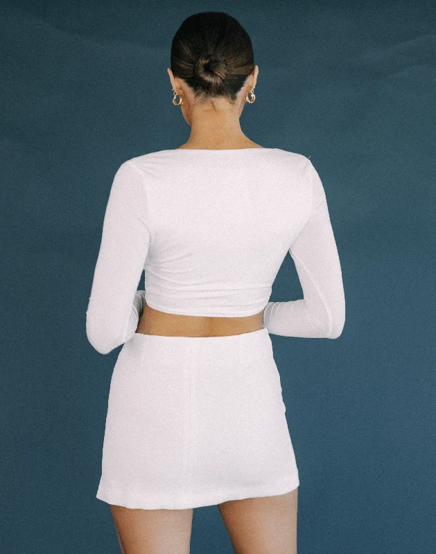 Tylah Long Sleeve Crop Top (White)