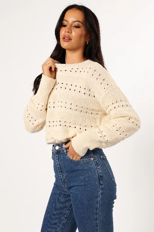 Watton Stripe Knit Sweater - Cream