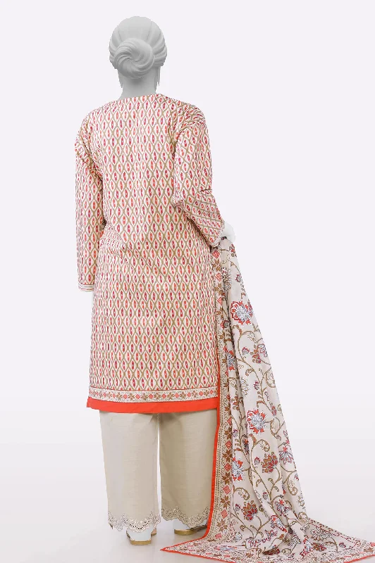 Cream Printed Kurti With Dupatta