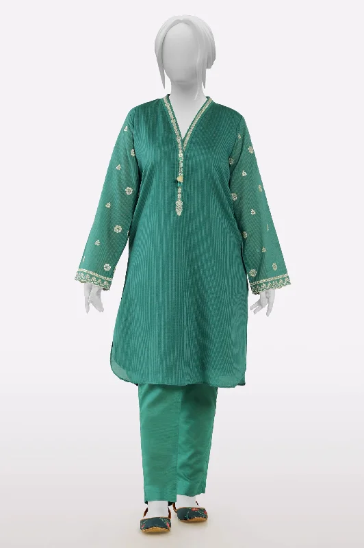 Green Embroidered 2PC