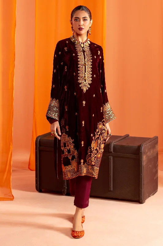 Maroon Embroidered Kurti