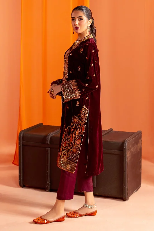 Maroon Embroidered Kurti