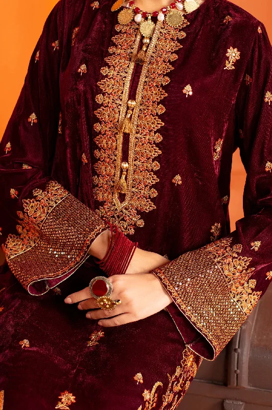 Maroon Embroidered Kurti