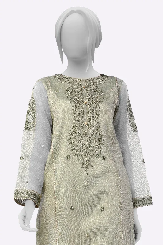 Beige Embroidered Kurti