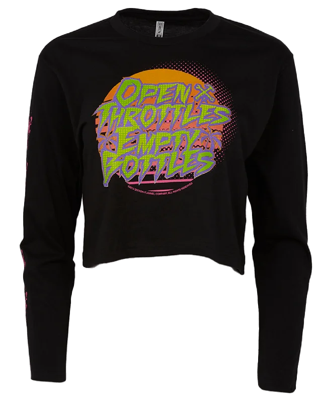 Women's Open Throttles Long Sleeve Crop Top