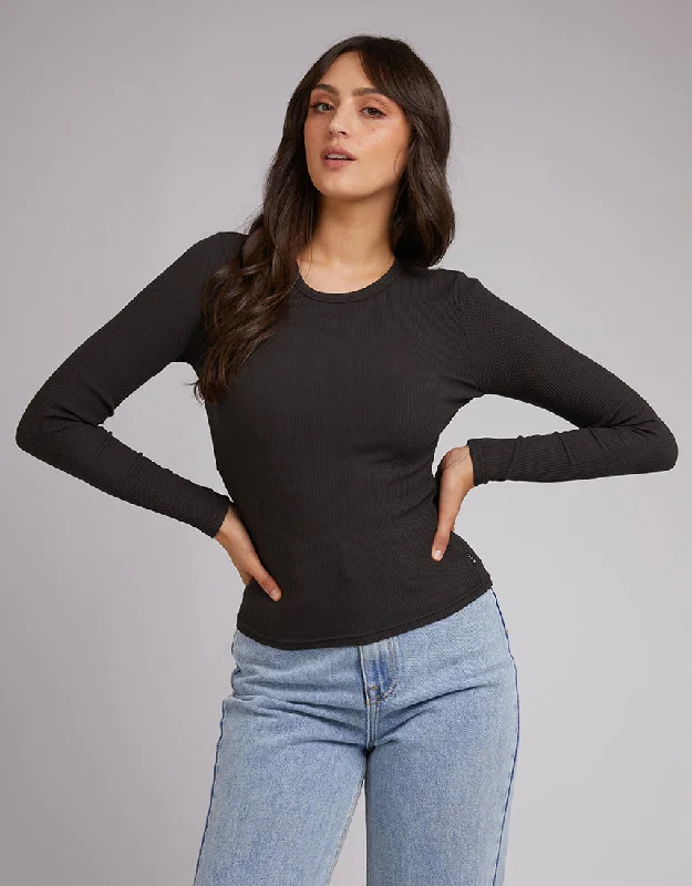 All About Eve Rib Baby Long Sleeve Tee Charcoal