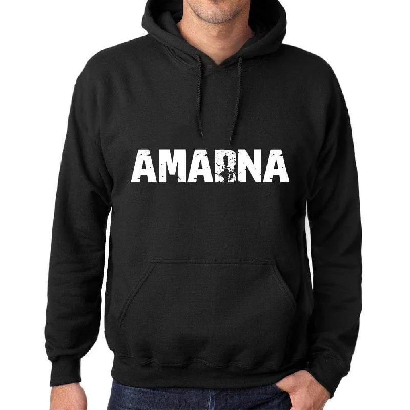 Men's Women's Unisex Printed Graphic Cotton Hoodie Soft Heavyweight Hooded Sweatshirt Pullover Popular Words AMARNA Deep Black