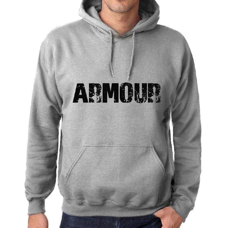 Unisex Printed Graphic Cotton Hoodie Popular Words ARMOUR Grey Marl