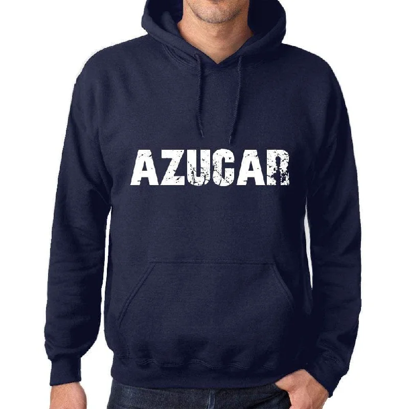 Unisex Printed Graphic Cotton Hoodie Popular Words AZUCAR French Navy