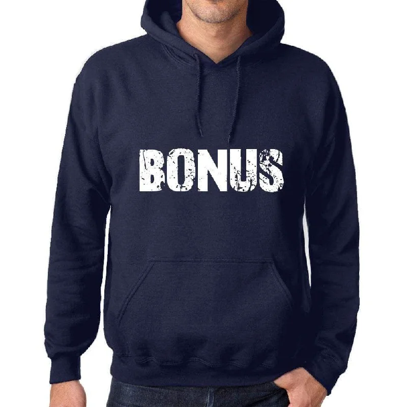 Unisex Printed Graphic Cotton Hoodie Popular Words BONUS French Navy