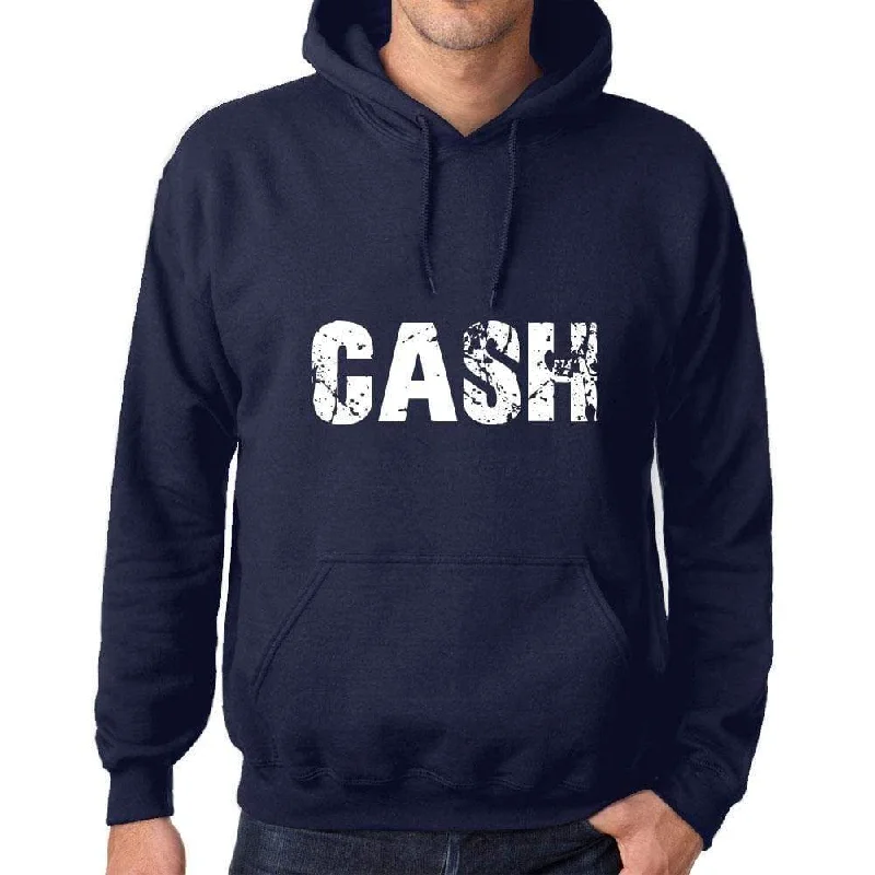 Unisex Printed Graphic Cotton Hoodie Popular Words CASH French Navy