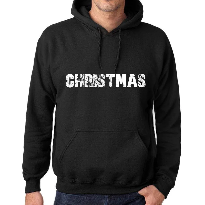 Men's Women's Unisex Printed Graphic Cotton Hoodie Soft Heavyweight Hooded Sweatshirt Pullover Popular Words CHRISTMAS Deep Black