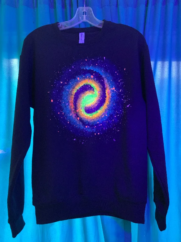 Adult Spiral Galaxy Glow Pullover Sweatshirt