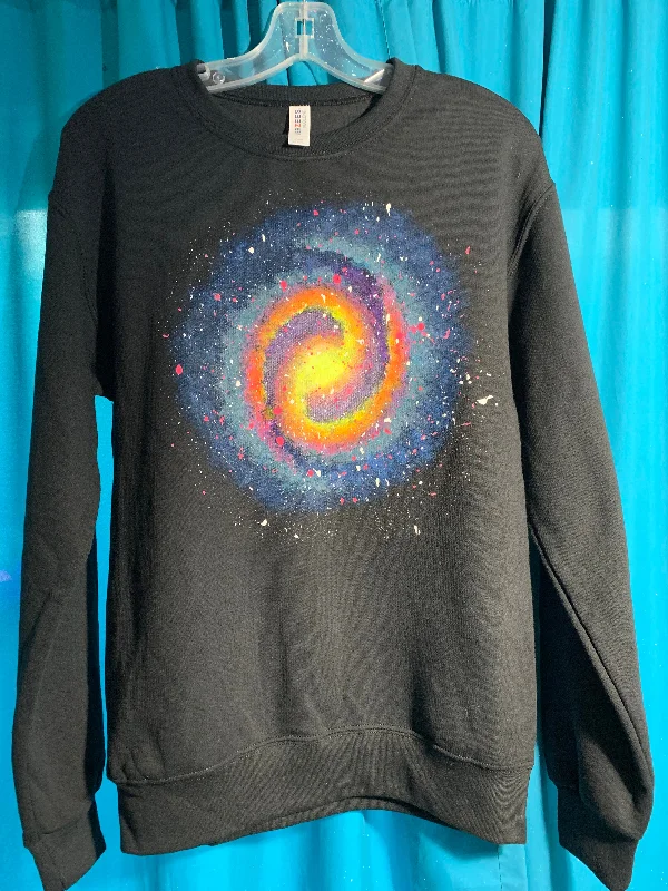 Adult Spiral Galaxy Glow Pullover Sweatshirt