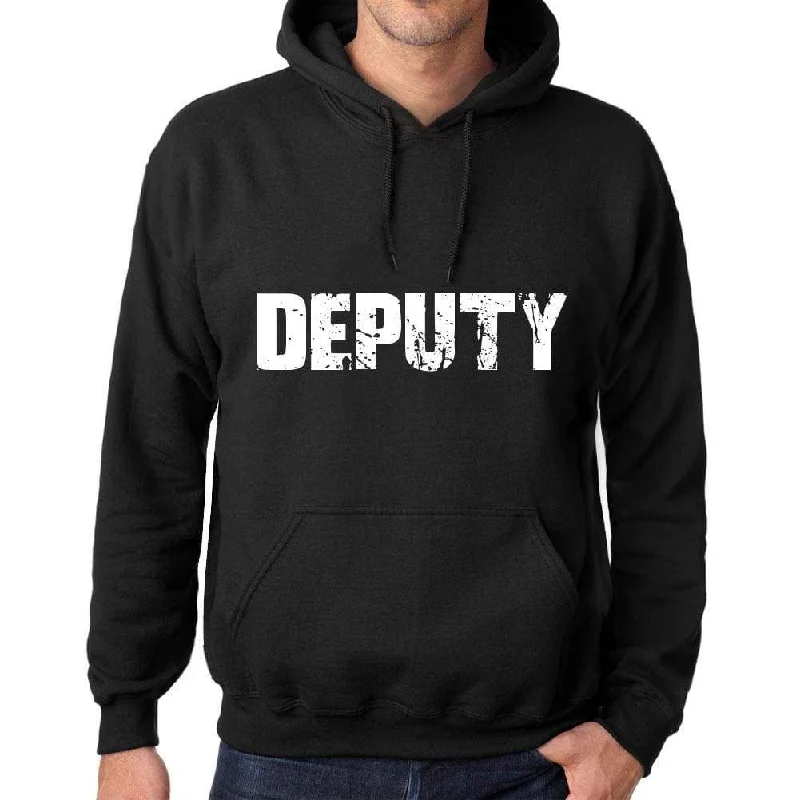 Men's Women's Unisex Printed Graphic Cotton Hoodie Soft Heavyweight Hooded Sweatshirt Pullover Popular Words DEPUTY Deep Black