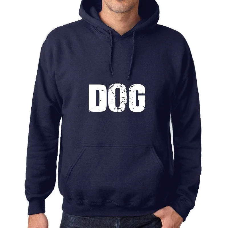 Unisex Printed Graphic Cotton Hoodie Popular Words DOG French Navy