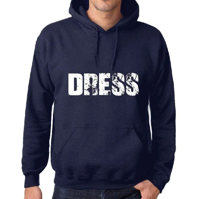 Unisex Printed Graphic Cotton Hoodie Popular Words DRESS French Navy