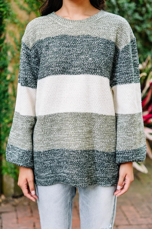 Ease Your Mind Hunter Green Colorblock Sweater