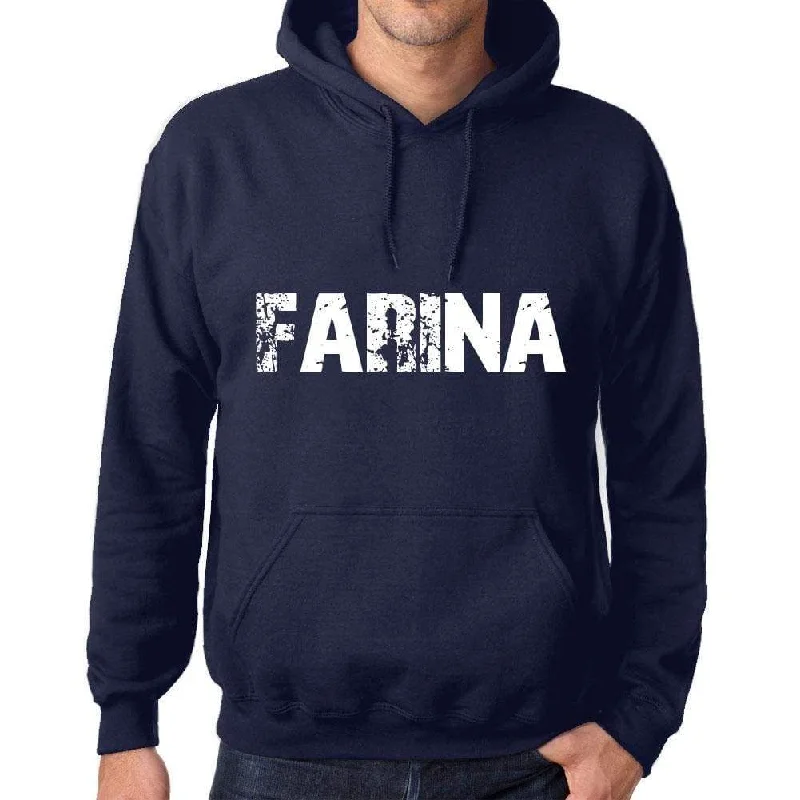 Unisex Printed Graphic Cotton Hoodie Popular Words FARINA French Navy