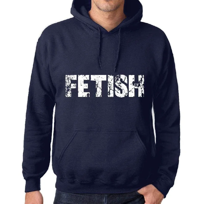 Unisex Printed Graphic Cotton Hoodie Popular Words FETISH French Navy