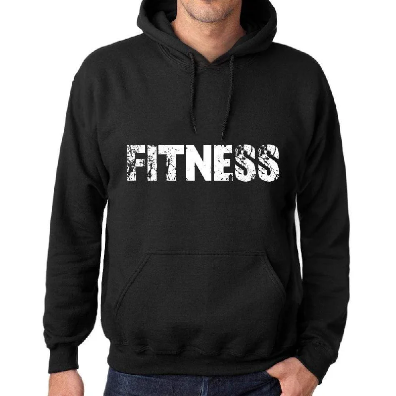 Men's Women's Unisex Printed Graphic Cotton Hoodie Soft Heavyweight Hooded Sweatshirt Pullover Popular Words FITNESS Deep Black