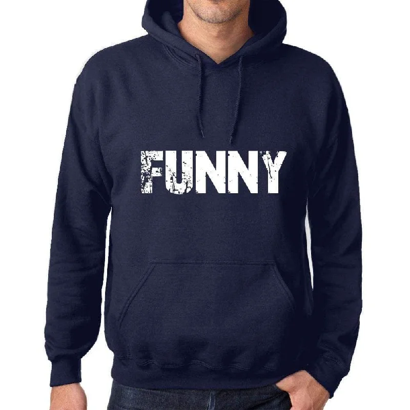 Unisex Printed Graphic Cotton Hoodie Popular Words FUNNY French Navy