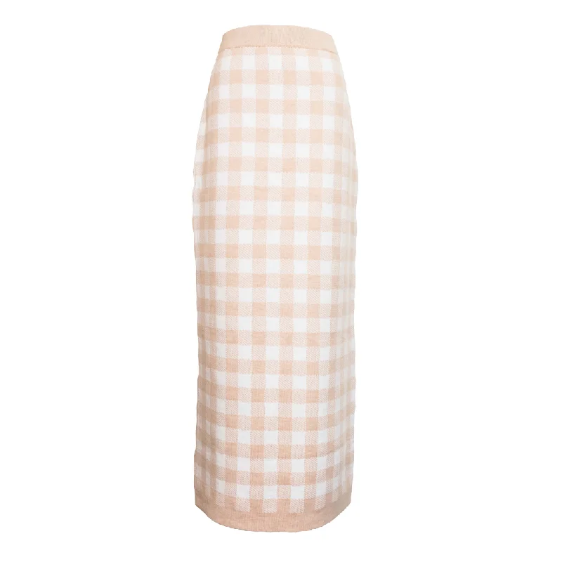 MASON'S DAUGHTER Stella Knit Skirt, Blush Gingham