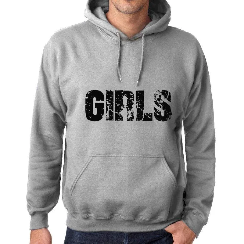 Unisex Printed Graphic Cotton Hoodie Popular Words GIRLS Grey Marl