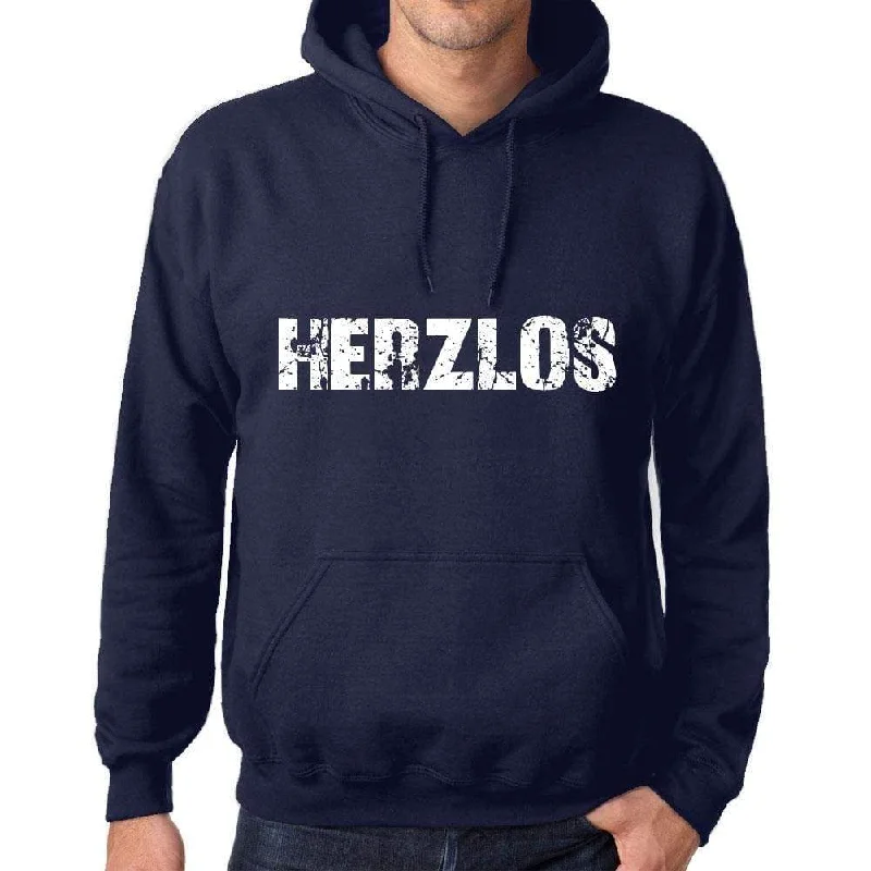 Unisex Printed Graphic Cotton Hoodie Popular Words HERZLOS French Navy