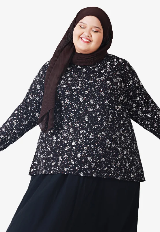 Casadee Soft Floral Long Sleeve Tee - Black