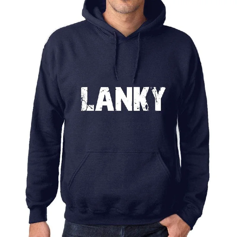 Unisex Printed Graphic Cotton Hoodie Popular Words LANKY French Navy