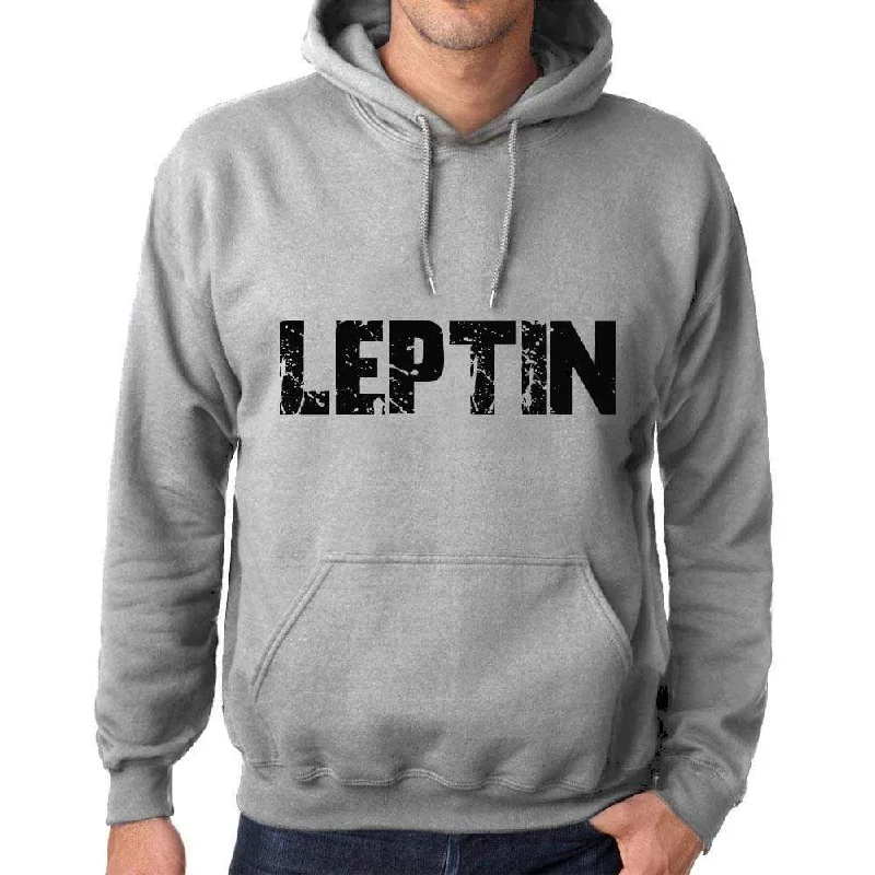 Unisex Printed Graphic Cotton Hoodie Popular Words LEPTIN Grey Marl